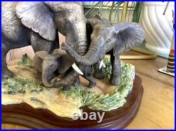Scarce Large Border Fine Arts Ltd Edt Elephant Group Tender Moments B0002