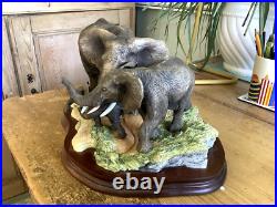 Scarce Large Border Fine Arts Ltd Edt Elephant Group Tender Moments B0002