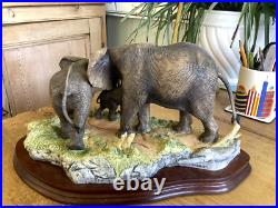Scarce Large Border Fine Arts Ltd Edt Elephant Group Tender Moments B0002