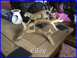 Teviotdale Vintage Figurine Jaguar/leopard in Tree Signed T. MACKIE, LTD EDITION