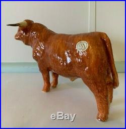 The Border Fine Arts Pottery Company Highland Cattle Bull Cow Calf Set Enesco