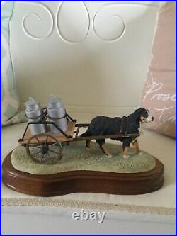 VERY RARE Border fine arts BERNESE MOUNTAIN DOG. Pulling Milk Churns on Cart