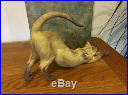 VGC Rare 1999 Border Fine Arts Cubist Stone Stretching Siamese Cat Figure 463604