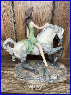 VTG Unicorn & Maiden Sculpture Border Fine Arts 1980 Signed David Geenty Rare