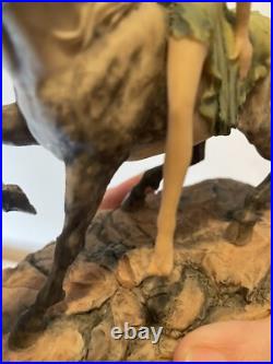 VTG Unicorn & Maiden Sculpture Border Fine Arts 1980 Signed David Geenty Rare