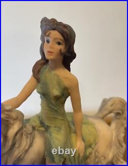 VTG Unicorn & Maiden Sculpture Border Fine Arts 1980 Signed David Geenty Rare