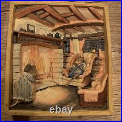 Vintage Border Fine Arts 3D Brambly Hedge Supper By The Fire Cameo Plaque -BH106