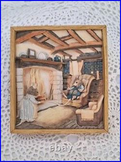 Vintage Border Fine Arts 3D Brambly Hedge Supper By The Fire Cameo Plaque -BH106