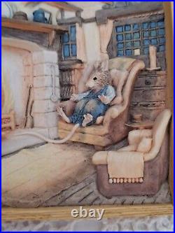 Vintage Border Fine Arts 3D Brambly Hedge Supper By The Fire Cameo Plaque -BH106