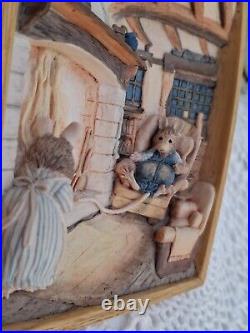 Vintage Border Fine Arts 3D Brambly Hedge Supper By The Fire Cameo Plaque -BH106