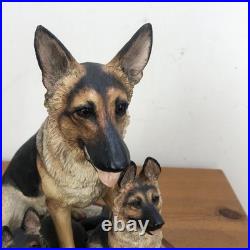 Vintage Border Fine Arts German shepherd and her pups Large Figure On Plinth