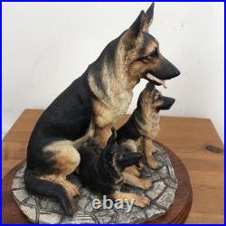Vintage Border Fine Arts German shepherd and her pups Large Figure On Plinth