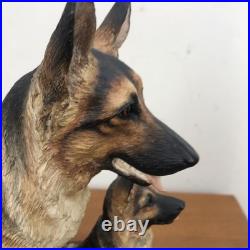 Vintage Border Fine Arts German shepherd and her pups Large Figure On Plinth
