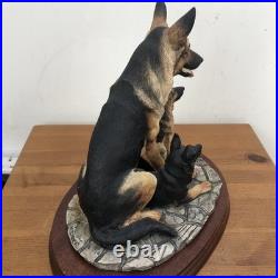 Vintage Border Fine Arts German shepherd and her pups Large Figure On Plinth
