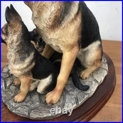 Vintage Border Fine Arts German shepherd and her pups Large Figure On Plinth