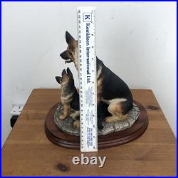 Vintage Border Fine Arts German shepherd and her pups Large Figure On Plinth