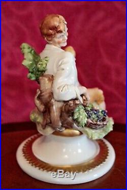 Vintage Rare Giuseppe Cappe (Capodimonte) Porcelain Figurine'Man with Grapes