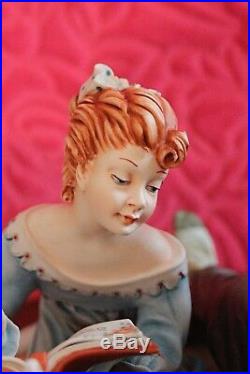 Vintage Very Large Italian Capodimonte Porcelain Figurine Story Teller Cortese