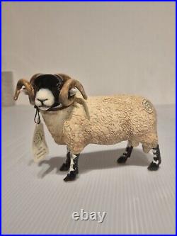 Vtg Border Fine Arts Pottery Figurine Ram Enesco Swaledale Tip A4588 Black White