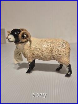 Vtg Border Fine Arts Pottery Figurine Ram Enesco Swaledale Tip A4588 Black White