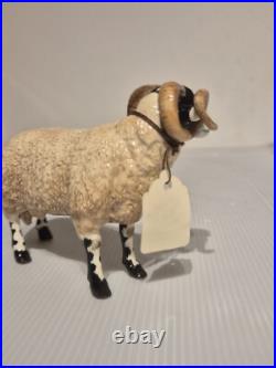 Vtg Border Fine Arts Pottery Figurine Ram Enesco Swaledale Tip A4588 Black White