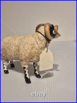 Vtg Border Fine Arts Pottery Figurine Ram Enesco Swaledale Tip A4588 Black White