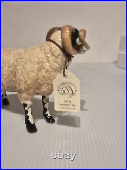 Vtg Border Fine Arts Pottery Figurine Ram Enesco Swaledale Tip A4588 Black White