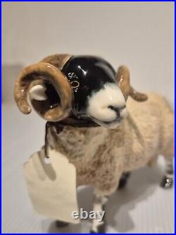 Vtg Border Fine Arts Pottery Figurine Ram Enesco Swaledale Tip A4588 Black White