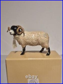 Vtg Border Fine Arts Pottery Figurine Ram Enesco Swaledale Tip A4588 Black White