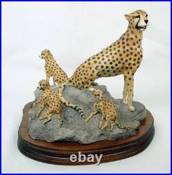 Wildtrack Rare Ltd edition Cheetah & Cubs Sculpture 1990's like Border Fine Arts