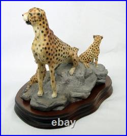 Wildtrack Rare Ltd edition Cheetah & Cubs Sculpture 1990's like Border Fine Arts