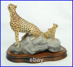 Wildtrack Rare Ltd edition Cheetah & Cubs Sculpture 1990's like Border Fine Arts