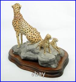 Wildtrack Rare Ltd edition Cheetah & Cubs Sculpture 1990's like Border Fine Arts