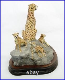 Wildtrack Rare Ltd edition Cheetah & Cubs Sculpture 1990's like Border Fine Arts