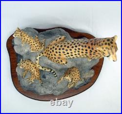 Wildtrack Rare Ltd edition Cheetah & Cubs Sculpture 1990's like Border Fine Arts
