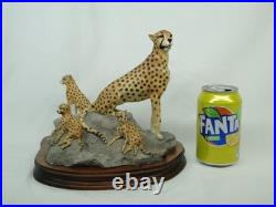 Wildtrack Rare Ltd edition Cheetah & Cubs Sculpture 1990's like Border Fine Arts